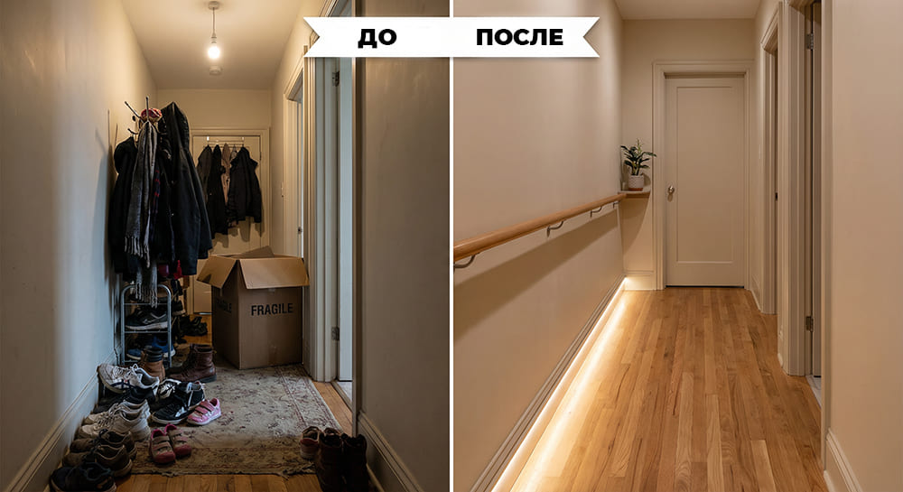 Прихожая до и после